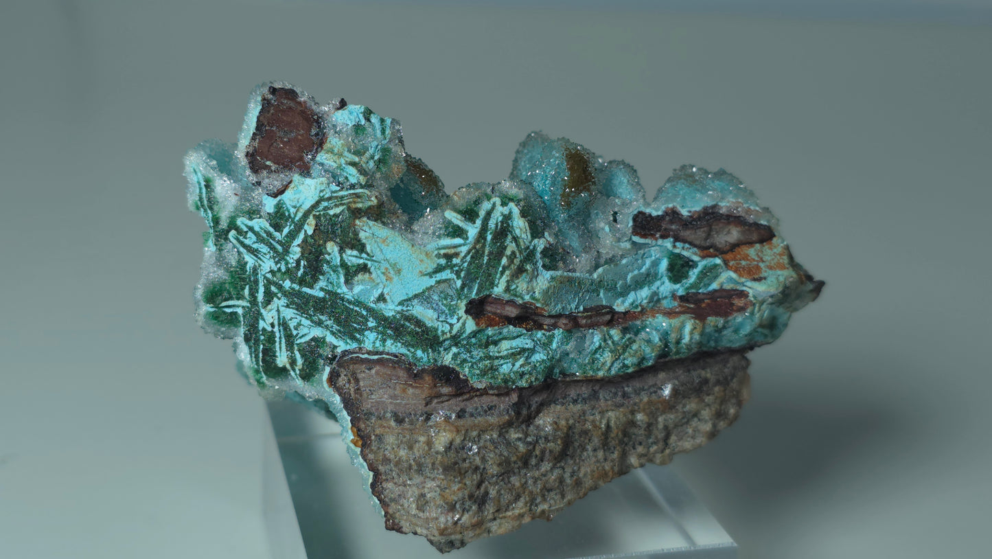 Baryte pseudomorph Malachite pseudomorph chrysocolla