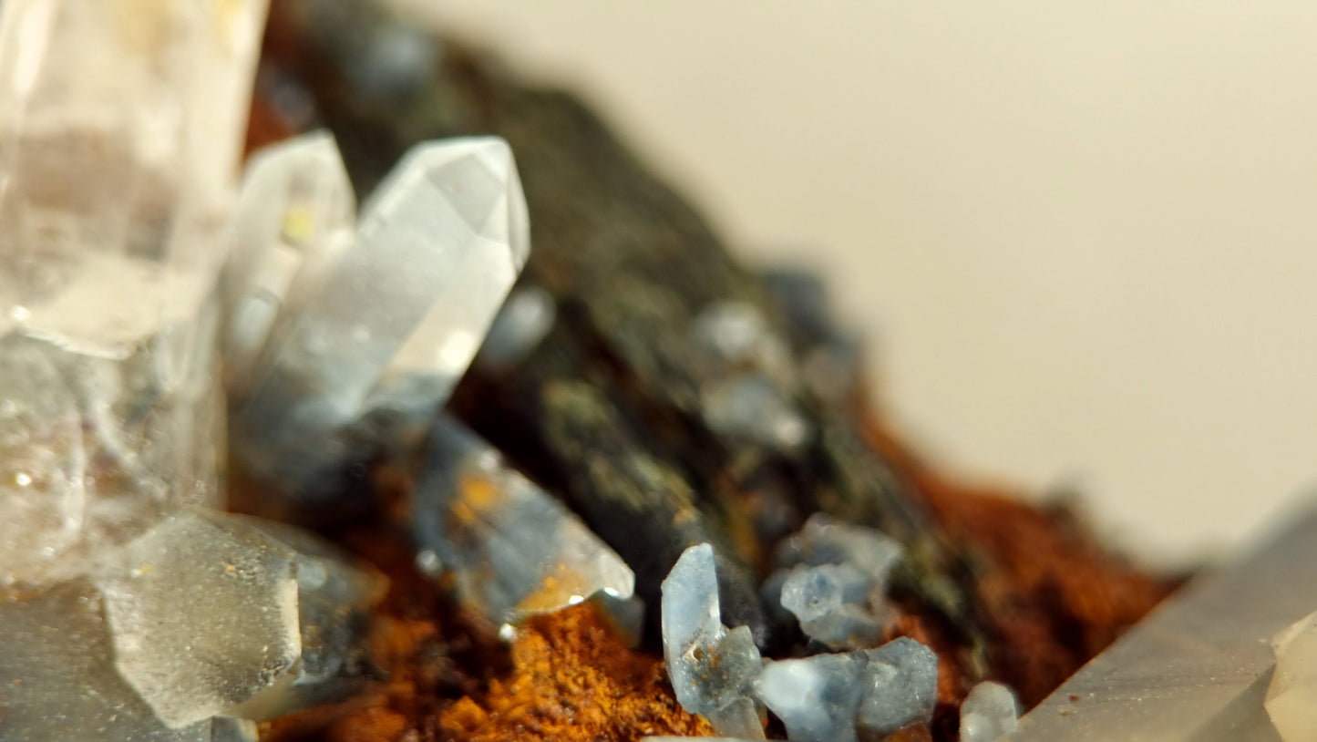 Quartz Crystal with Aegirine and Siderite