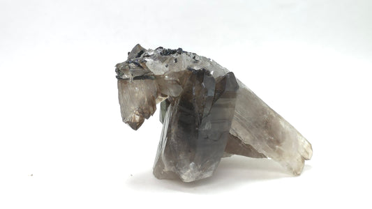 Smokey Quartz cluster with Aegerine